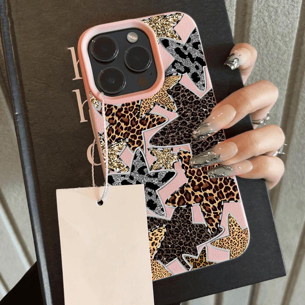 

INS Trendy Leopard Print Stars Lichee leather pattern Phone Case For Redmi A5 A3 A1 14C 13 12 10 9 8 K60 Ultra Shockproof Cover Redmi 12C