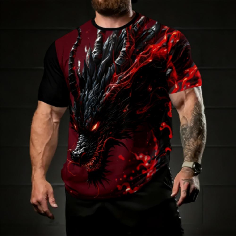 Fashion Summer Men's T-Shirt Dragon Pattern 3D Print Tees Top Hip Hop Loose Short Sleeve Streetwear Vintage Oversized Women T-shirt