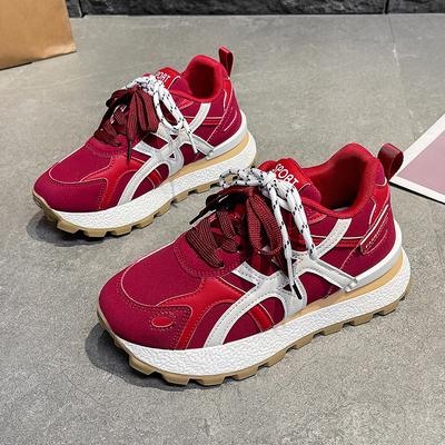 Sapatos Forrest Gump de sola grossa com combinação de cores retrô para mulheres, novo 2025, pequenos para homens, aumentam a altura e afinam, sapato esportivo casual confortável e leve