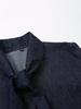 European & American Women's Casual Denim Bow Tie Lace-up Shirt with Wide-leg Pants - Early Autumn Fashion