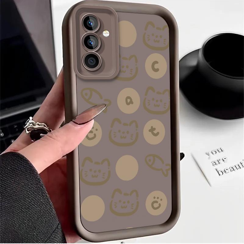 

Beige Cat Fish Pattern Case for Samsung Galaxy S25 Ultra Plus S24 S23 S22 S21 S20 FE A73 A72 A71 A56 A55 A54 5G A52 A51 4G Cover Galaxy A51 4G