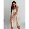 Brown Cotton-Linen Dress For Women Summer Holiday Style Loose-Fitting Suspender Dress A-Line Skirt