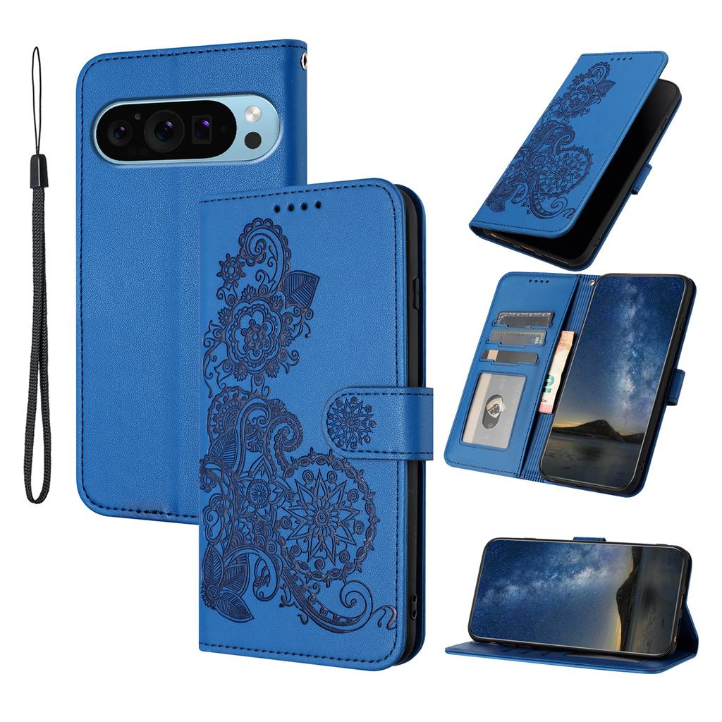 For Google Pixel 9/Pixel 9 Pro Phone Cases Mandala Flower Leather Wallet Mobile Cover with Strap