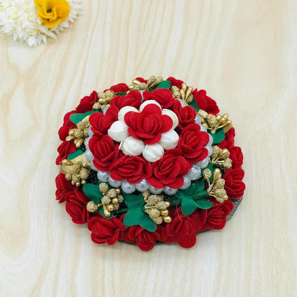 Künstliche Blume Juda Haar Gajra für Mädchen Haarstyling (Packung mit-01,Farbe-Multi)