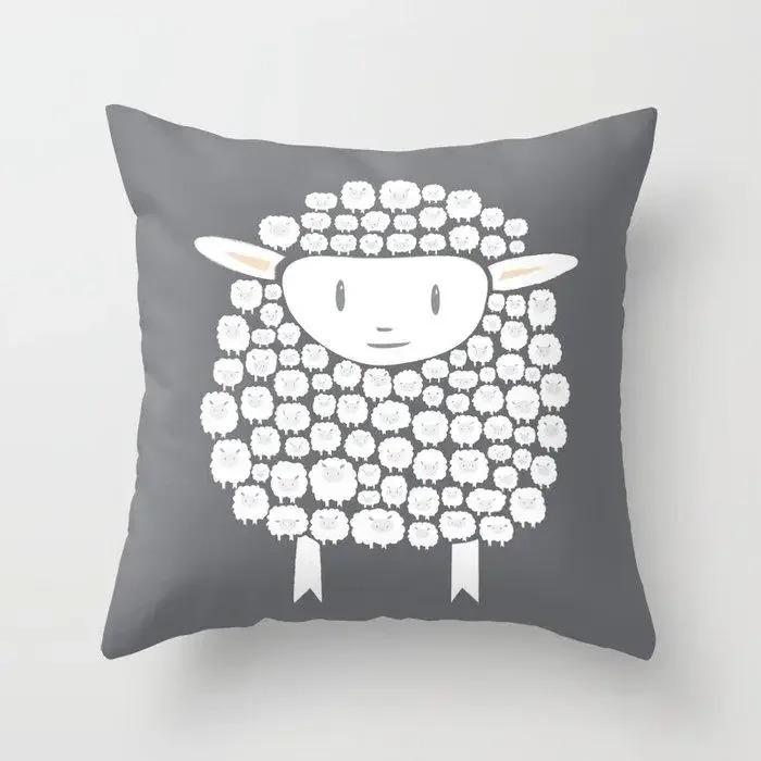 

Мультяшная Овечка Персиковая Подушка Наволочка Домашний Декор Мода 40x40cm