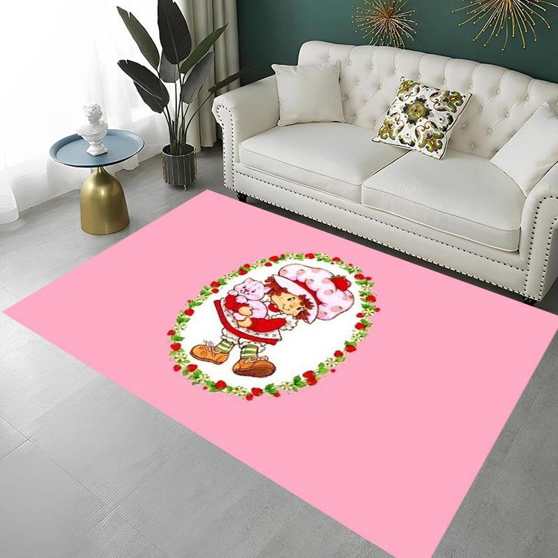 S-Strawberry-Pink girl Floor Mat Hallway Mat Kids Room Bedroom Decoration Balcony Anti-Slip Doormat Living Room Home Decor