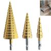 3pcs HSS Titanium Coated Step Drill Bit 4-12 4-20 4-32 Ing Power Tools, Metal High Speed Steel Wood Hole Cutter Cone.