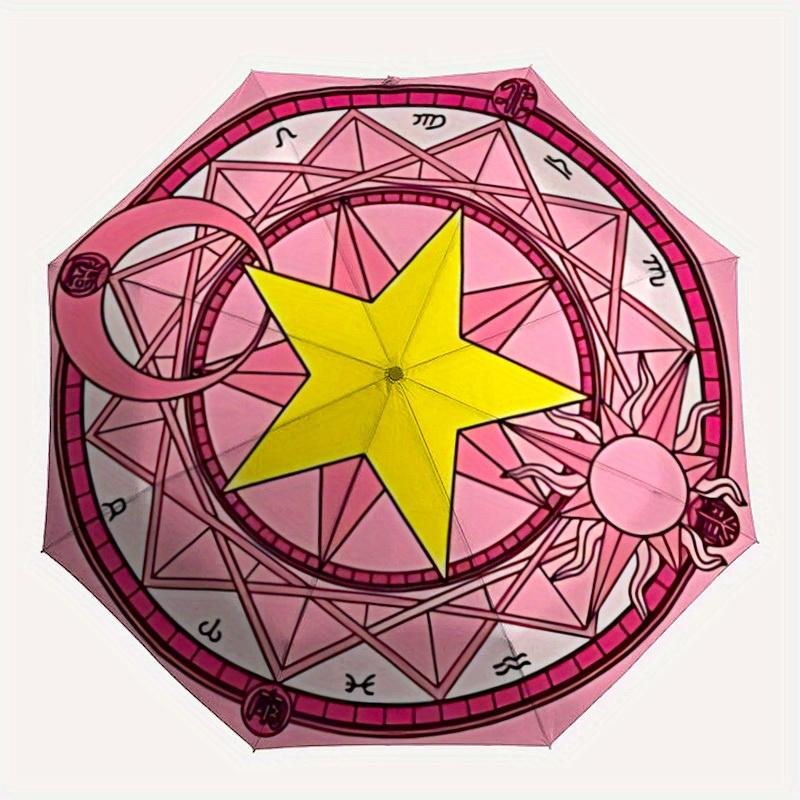 

Складной автоматический зонт Card Captor Sakura с прочным железным каркасом, компактный дорожный зонт для использования в любую погоду, для вечеринок 0807069