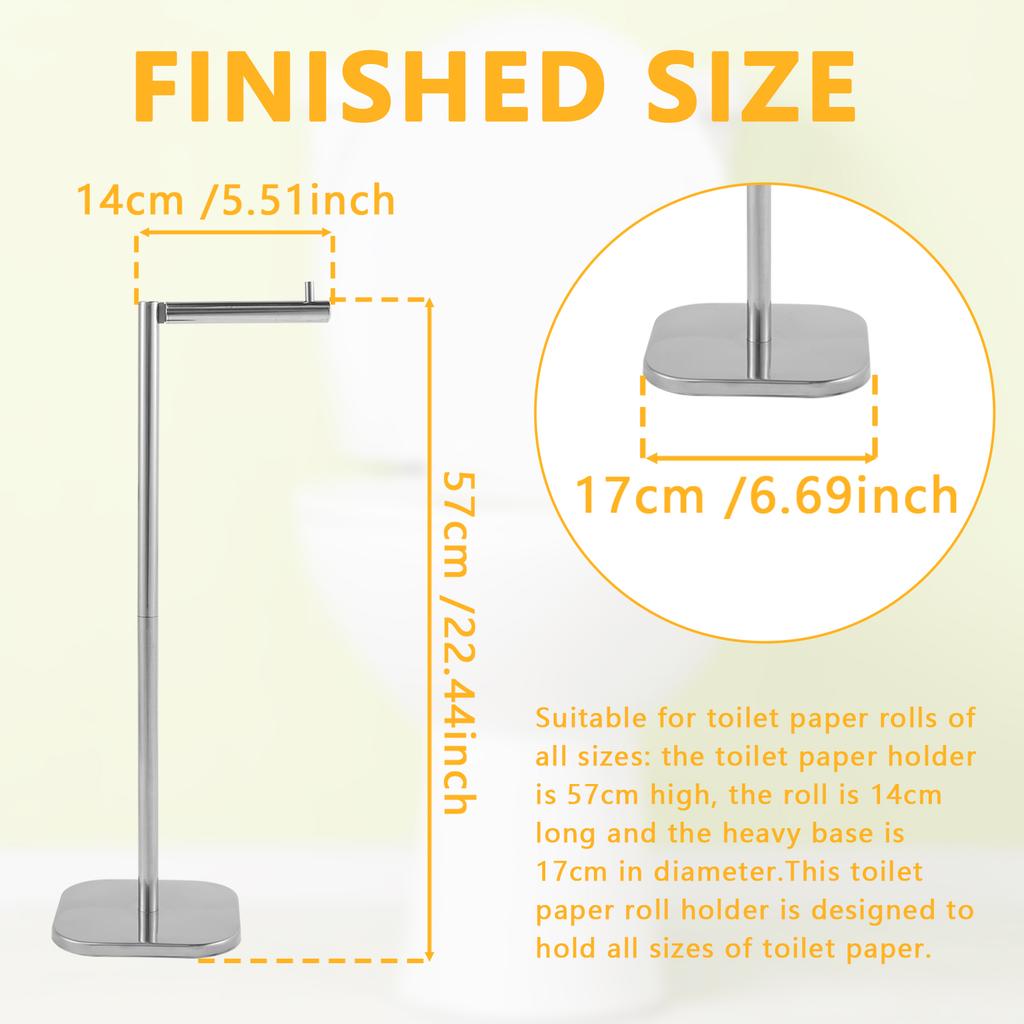Freestanding Toilet Roll Holders Stainless Steel Toilet Paper Stand Rustproof Toilet Paper Issue Roll Holder Stand for Bathroom
