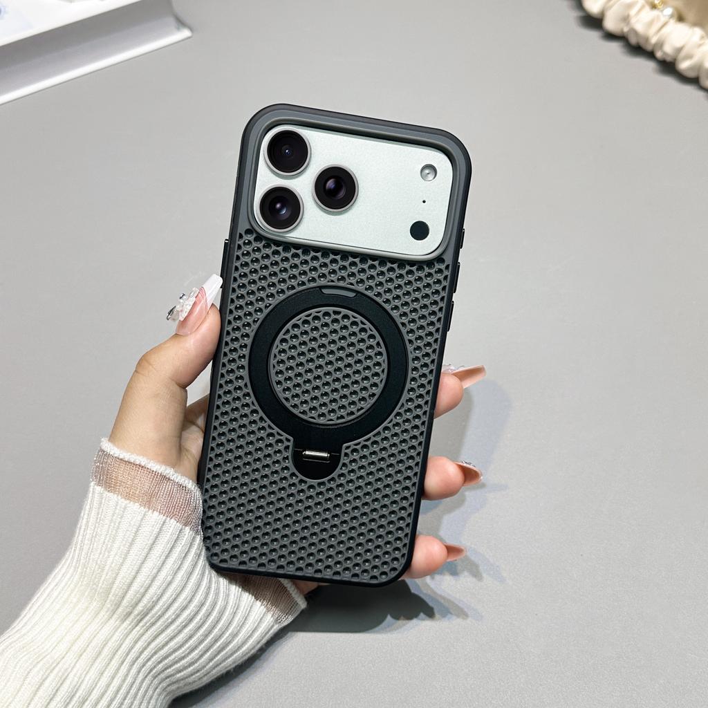 360 Rotating Kickstand Magnetic Phone Case for iPhone 17 Pro Max 16 Plus 15 14 13 12 11 Eat Dissipation Comfortable Grip Cover