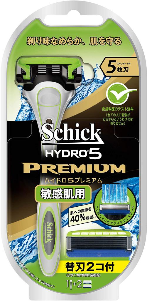 Schick Hydro 5 Razor for Sensitive Premium Includes 2 Refill Blades 5-Blade Men's Skin, Holder, (One Pre-Installed)