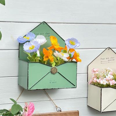 Nástěnný Retro Železný Květináč Květináč Box Květináč Obálkový Tvar s Drenážním Otvorem pro Interiér