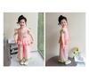 2026 New Girls' Summer Style: Fashionable Solid Color Lace Two-Piece Set with Small Puff Sleeves for Small and Medium Children