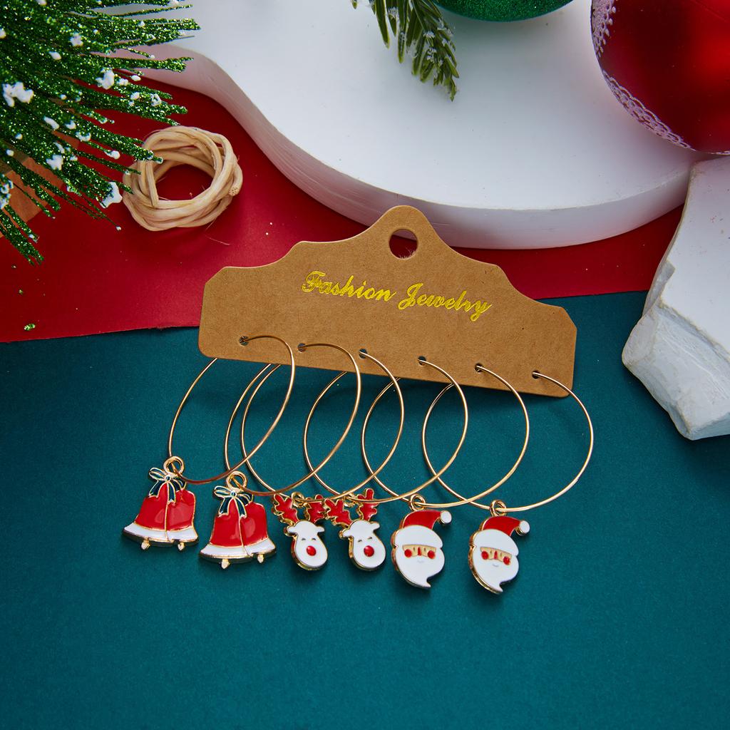 12/20 Pair Christmas Earring Set For Women Shiny Crystal Zircon Snowflake Elk Bowknot Elk Xmas Tree Earring New Year Gifts