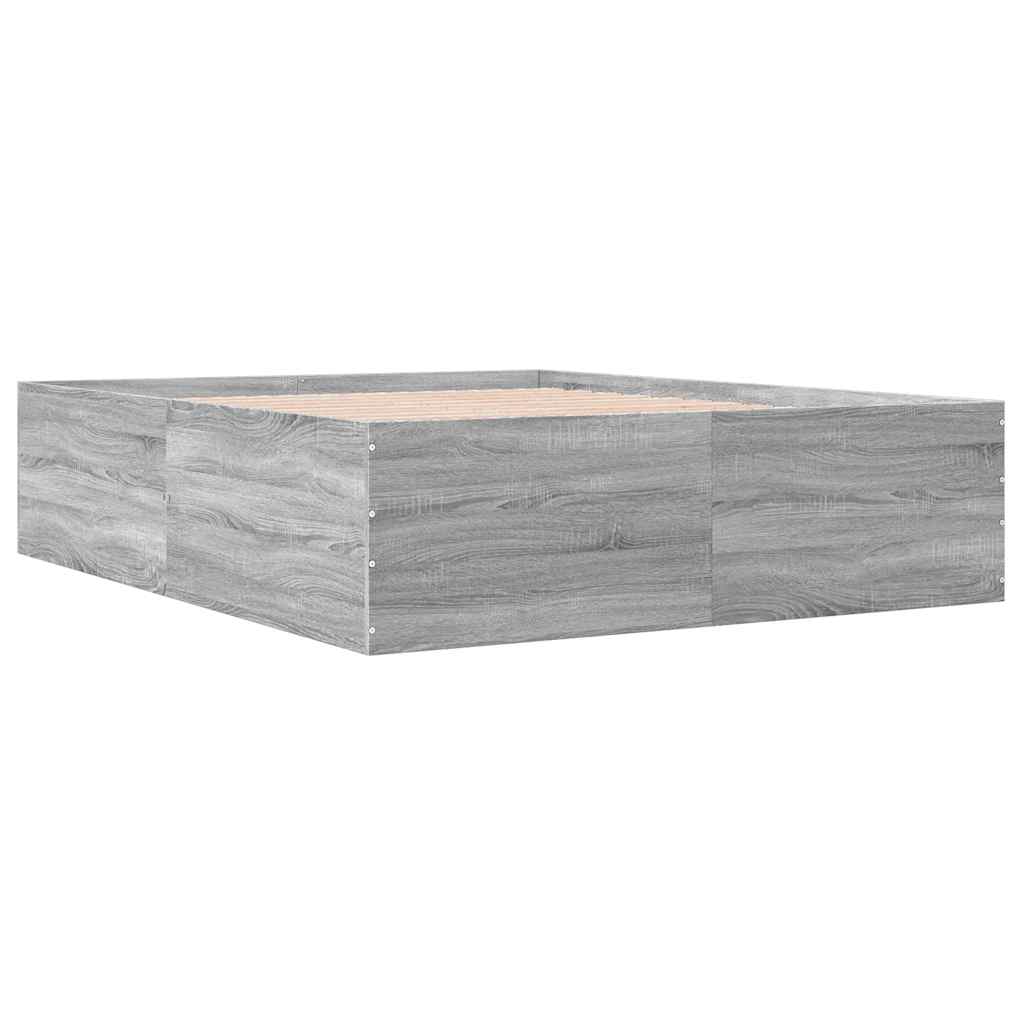 Bed Frame Grey Sonoma 150 x 200 cm Engineered Wood
