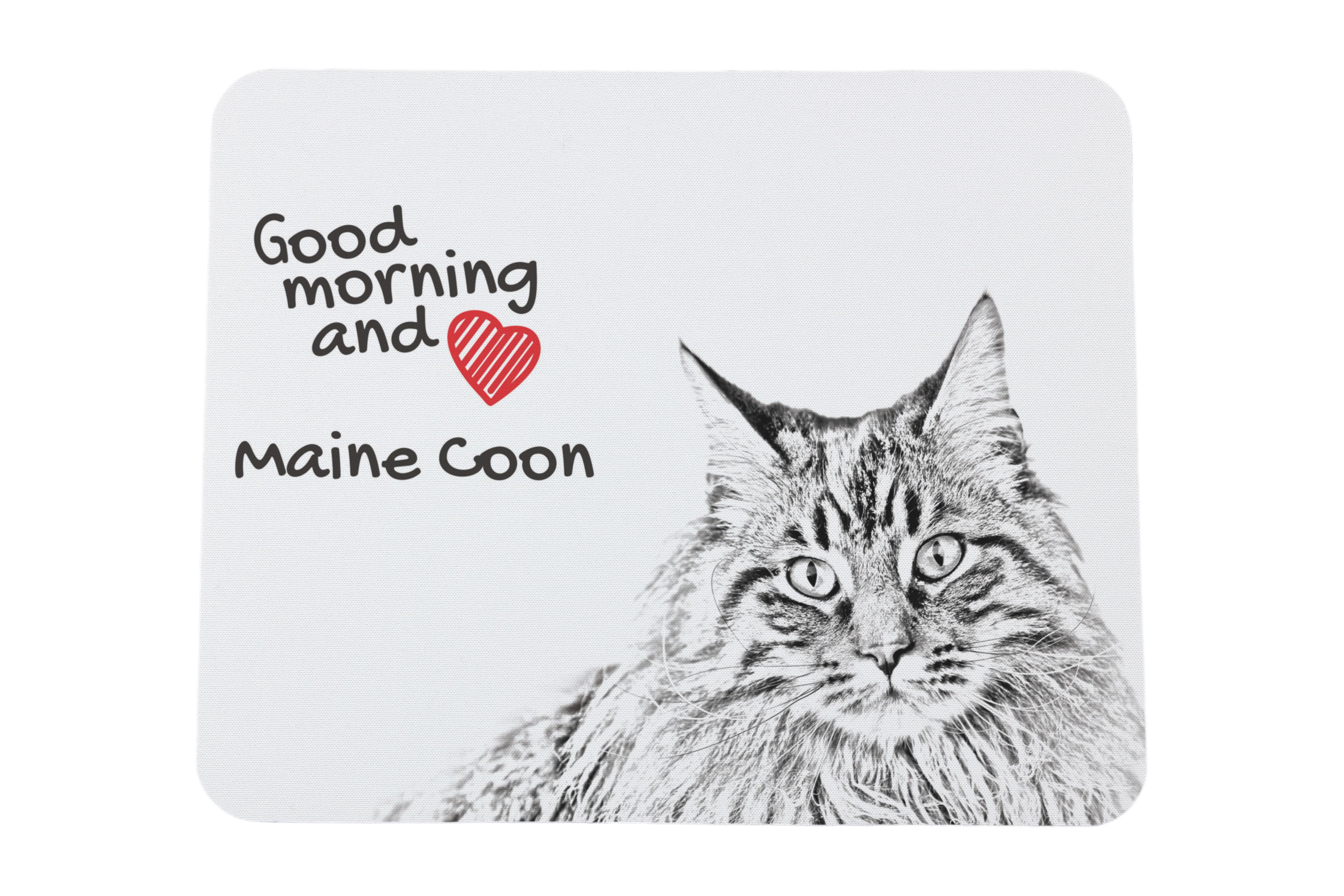 

Мейн Кун - килимок для мишки з принтом, персоналізований килимок для кота, унікальний гаджет для офісного працівника від бренду Art-Dog білий