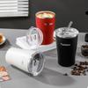Stainless Steel Insulated Tumbler with Flip Straw Lid Double Wall Washable Reusable Coffee Mug for Work School Travel Use