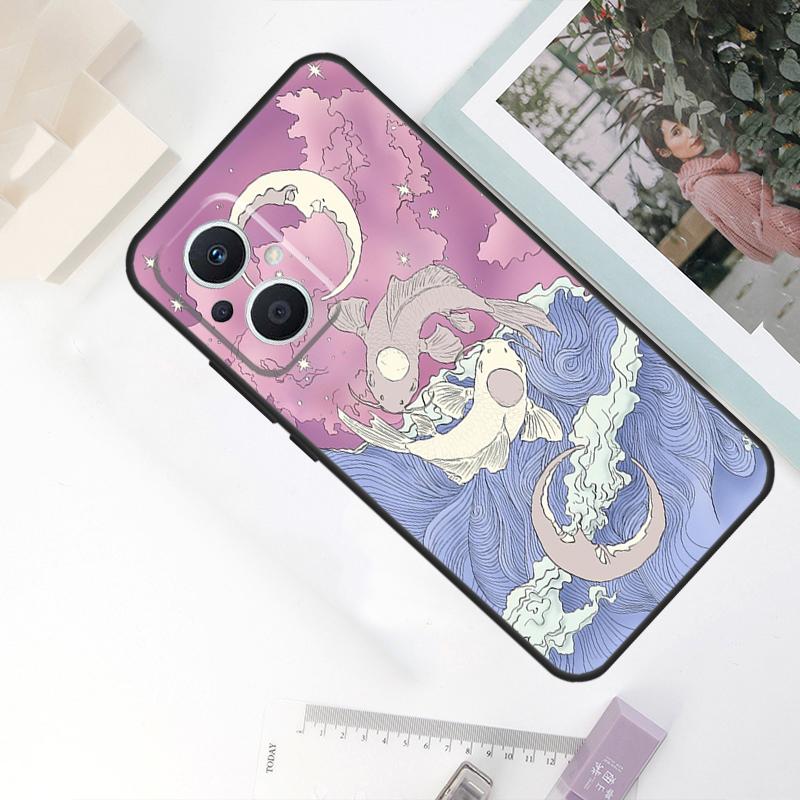 Ying Yang Koi Fish Case For OPPO Reno 8 7 6 5 4 Lite 10 Pro 11F 4Z 5Z 8T OPPO Find X2 X3 X5 Lite X6 Pro Cover