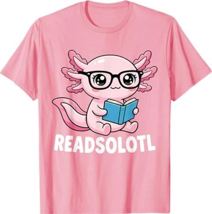 

Axolotl Read Books Outfit Cool Reading Kids Book Character T-Shirt M