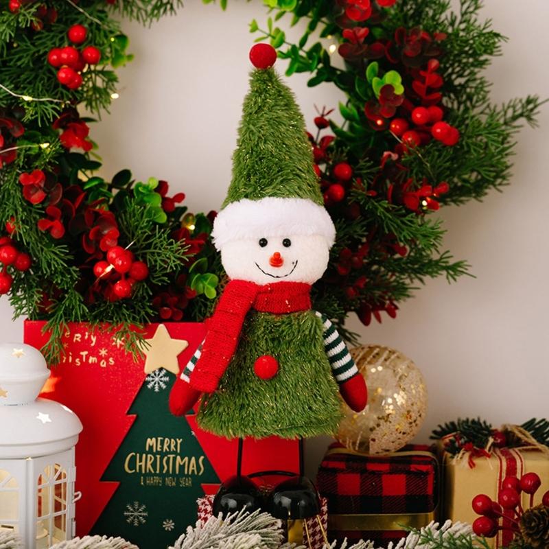 Weihnachtsthema Hüpfende Federbasis Schneemann Weihnachtsmann Ornament Für Feiertagstischplatte Regal Dekoration Set