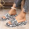Fashion Fashion Zebra Print Platform Slippers Women 2025 Summer Comfort Thick Sole Beach Slides Woman Lightweight Non Slip Wedge Sandals