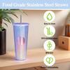 10.5 Inch Stainless Steel Straws Replacement for Starbucks Cold Cup Venti 24 Oz, 6 PCS Straight Reble Metal Straw with Cleaning Brush, 10.5" X 0.31"