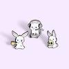 Funny And Cute Little White Rabbit  Brooch Exquisite Fashion Animal Badge Men And Women Backpack Sweater Accessories Jewel