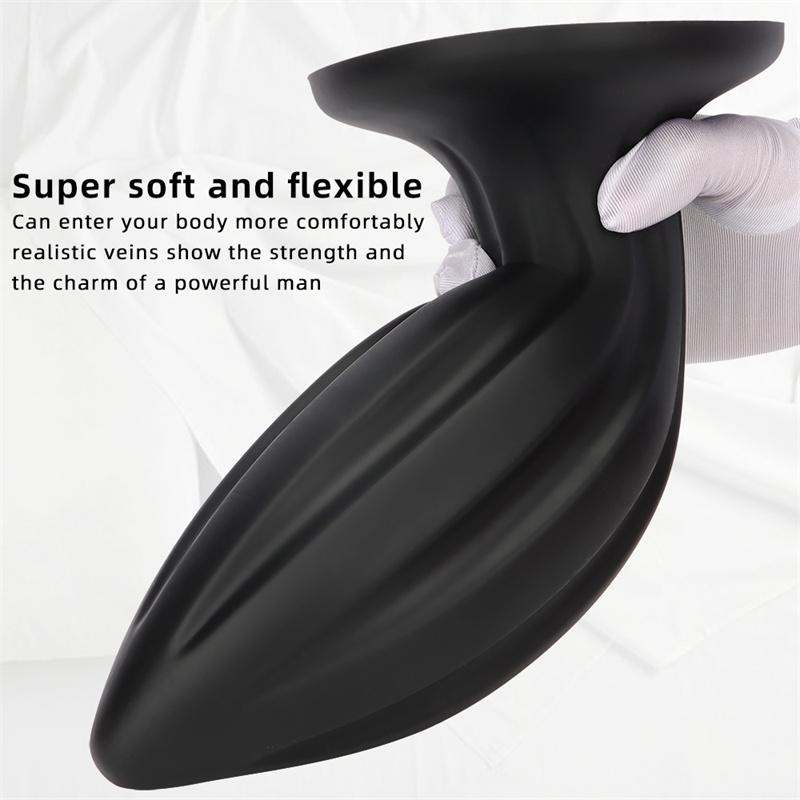 Black Yu'er Sucker Rear Court Big Anal Plug Fisting Training Soft Anal Expansion Silicone Super Large Anal Plug Dildo
