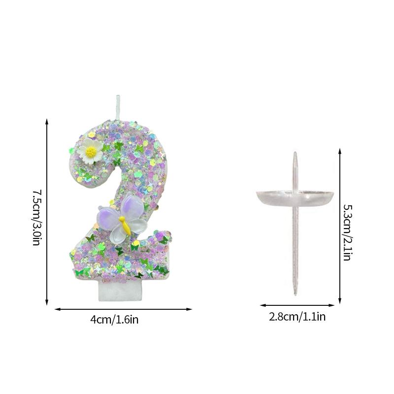 Fairy Birthday Number Candles Purple Pink Digital Candle 0-9 Number Cake Topper Girls Birthday Party Cake Decoration Supplies