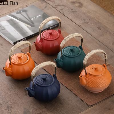 Japanische Teekanne Outdoor Tragbarer Holzkohle Feuerkessel Haushalt Keramik Teekanne Kreative Kürbis Teekanne Tee Set Zubehör