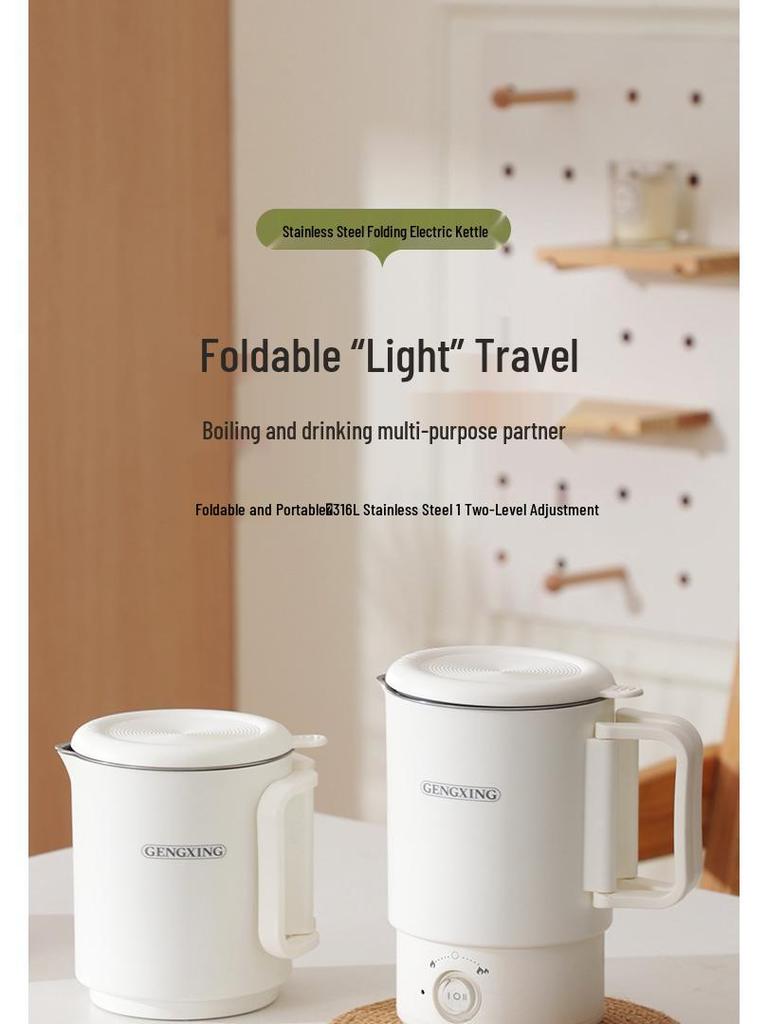 316 Stainless Steel Foldable Electric Travel Kettle - Portable Mini Boiler for Outdoor Use