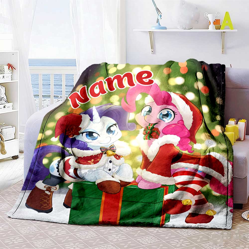 Little Pony (18) Customize Text Blanket Throw Customizable Blanket Soft Warm Cozy Versatile for Sofa Seaside Bedding Office for All Occasions