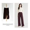 Womens Winter Warm Wide Leg Pants High Waist Thick Pleated Trousers Casual Loose Fit Elastic