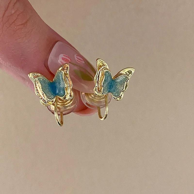 

Новый двухслойный зажим для ушей с индивидуальной геометрией и бабочкой для женщин