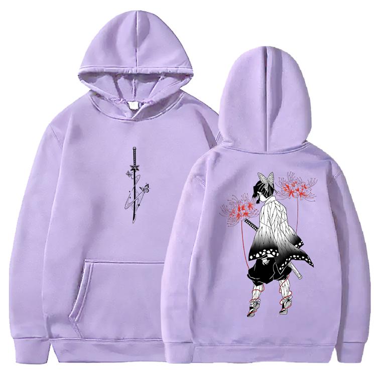 Kochou Shinobu Demon Slayer Hoodies Manga Graphic Sweatshirts Men Women Clothing Fall Winter Fleece Street Fashion Streetwear