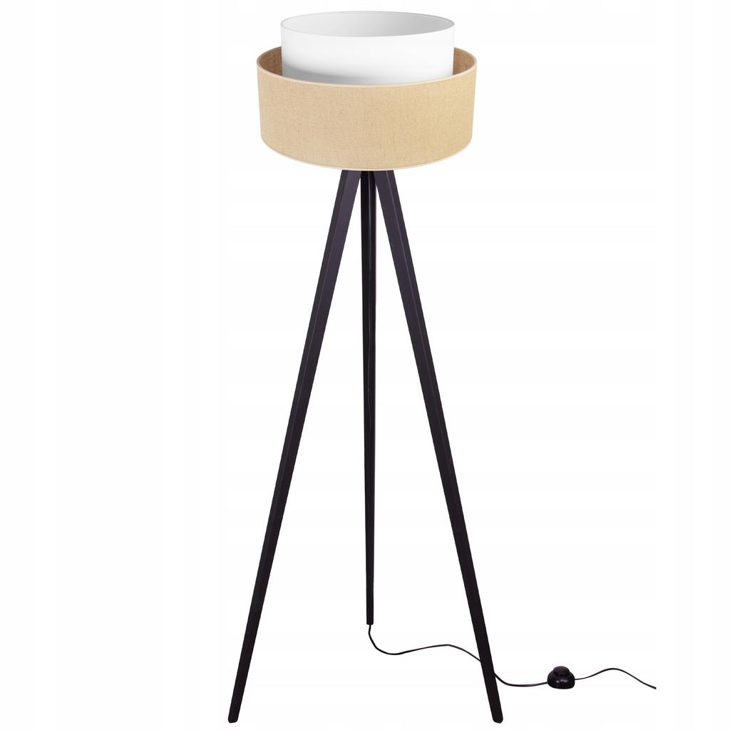 FLOOR LAMP TRIPOD WOODEN LAMPSHADE 45CM CAKE