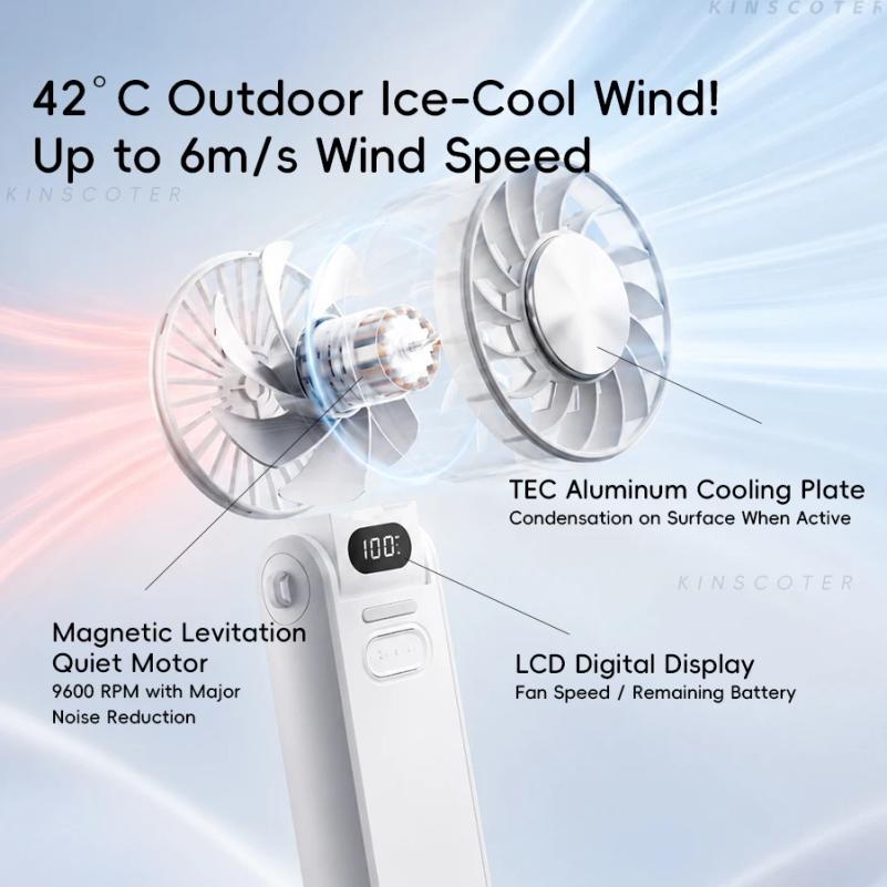 New Cooling Handheld Fan 3600mAh Foldable Portable Fan 100-level Free Control High Speed Mini Personal Fan w/ Lanyard