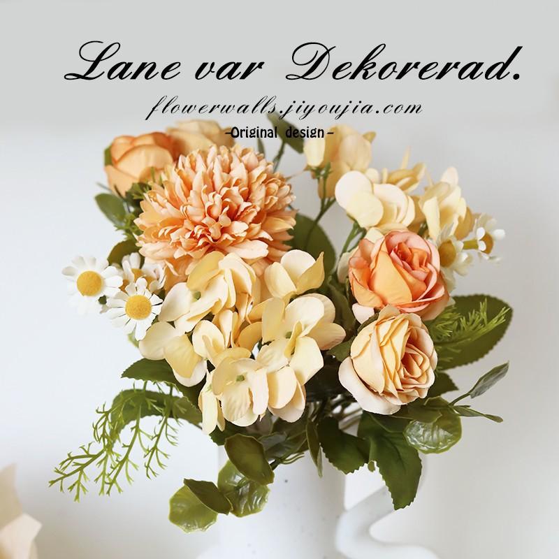 Faux Flower Autumn Color, Retro Small Bouquet, 7-pronged Hydrangea Rose, Wedding Arch, Leading Flower Decoration, Artificial Chamomile