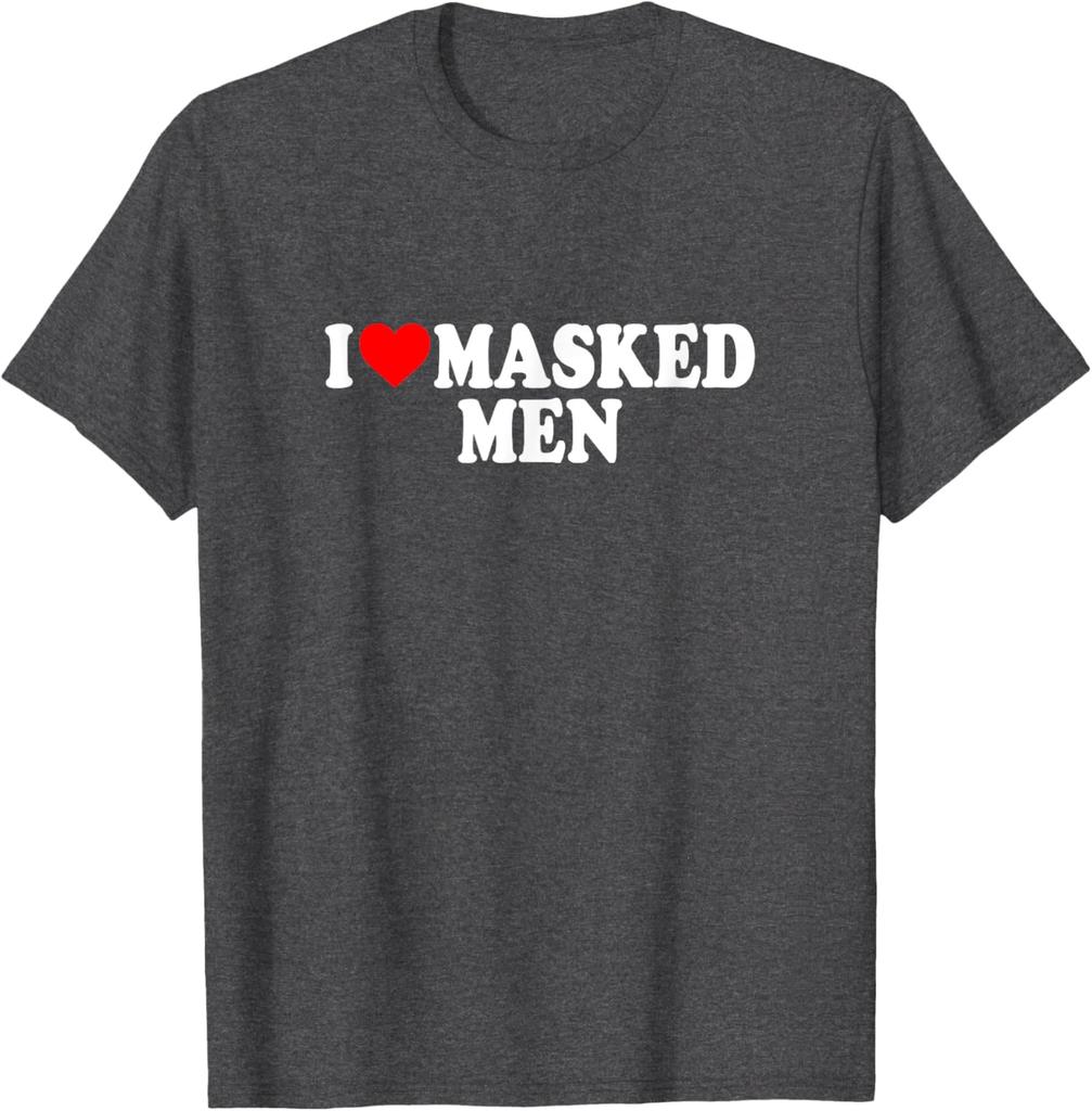 I Love Masked Men Graphic T-Shirt Funny Booktok Themed Casual Short Sleeve Crewneck Tee