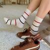 Wind Outfit Blogger Same Double-Needle Contrast Striped Socks Mid-Leg Socks Simple And Versatile Socks