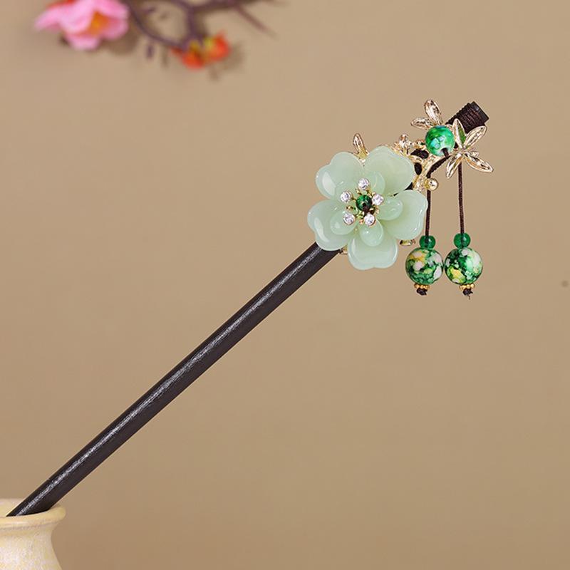 Vintage Tassel Wooden Hairpin for Women - Imitation Ebony Hanfu Accessory, Ancient Style Costume Hairpin