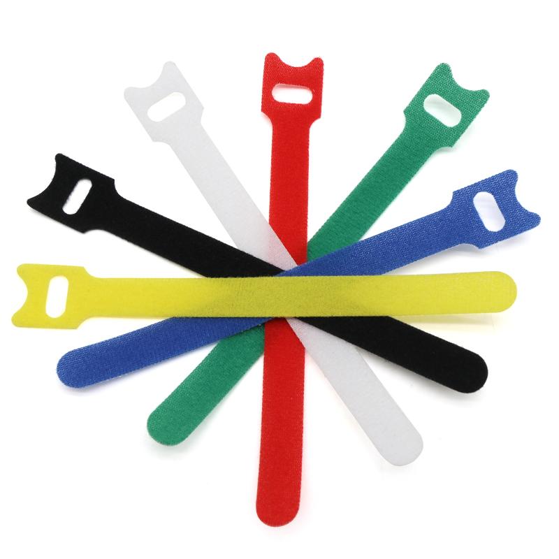 100PCS odnímatelné stahovací pásky Barevné opakovaně použitelné nylonové pásky Organizér kabelů typu T