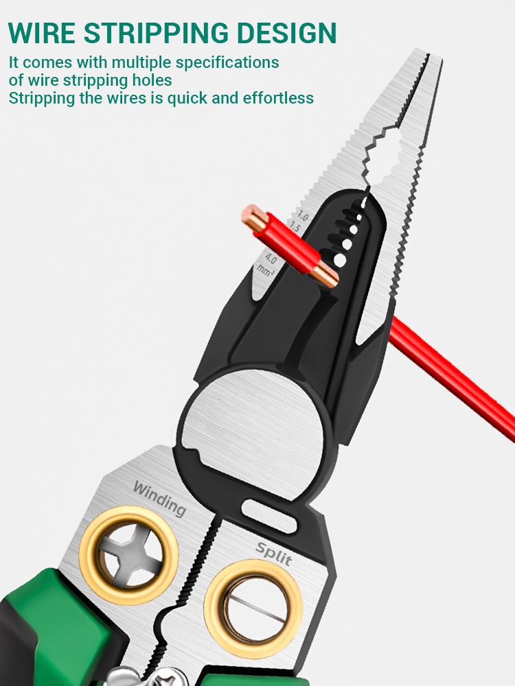 Multifunctional Wire Stripper with Electrical Test Pen Foldable Cable Cutter Crimper Tool, Electrical Folding Pliers for Cutting