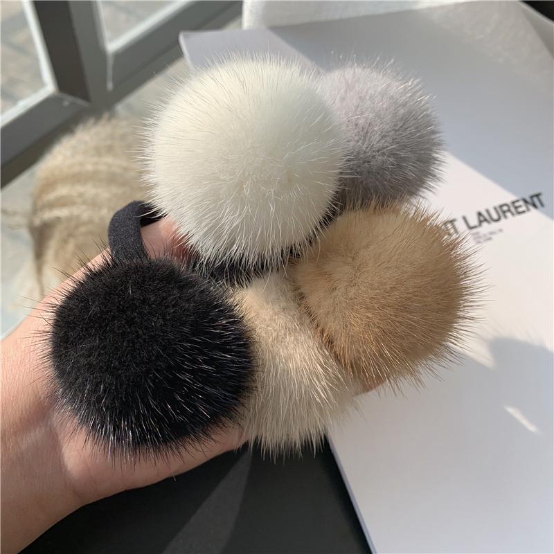Mink Fur Ball Rope Female Korean Cute Simple Plush Hair Rope Headdress Online Celebrity Temperament Hair Band Elastic Hair Accessories.