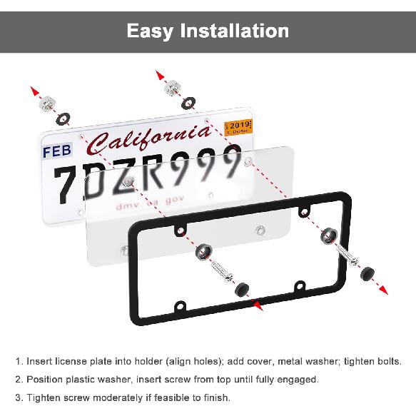 Transparent License Plate Cover And Frames, 2Pack Grey Clear Front And Rear License Plate Holder With Screws & Caps, Unbreakable Car Licence Plate