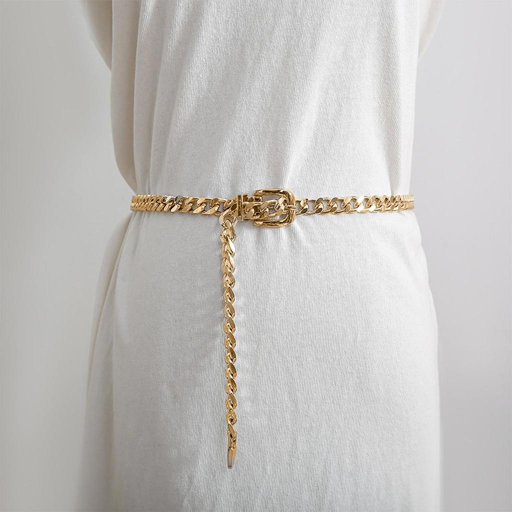 1 Pcs Women's Clothes Chain Belt Metal Waist Chain Dress Belts Metal Belt Adjustable Decoration