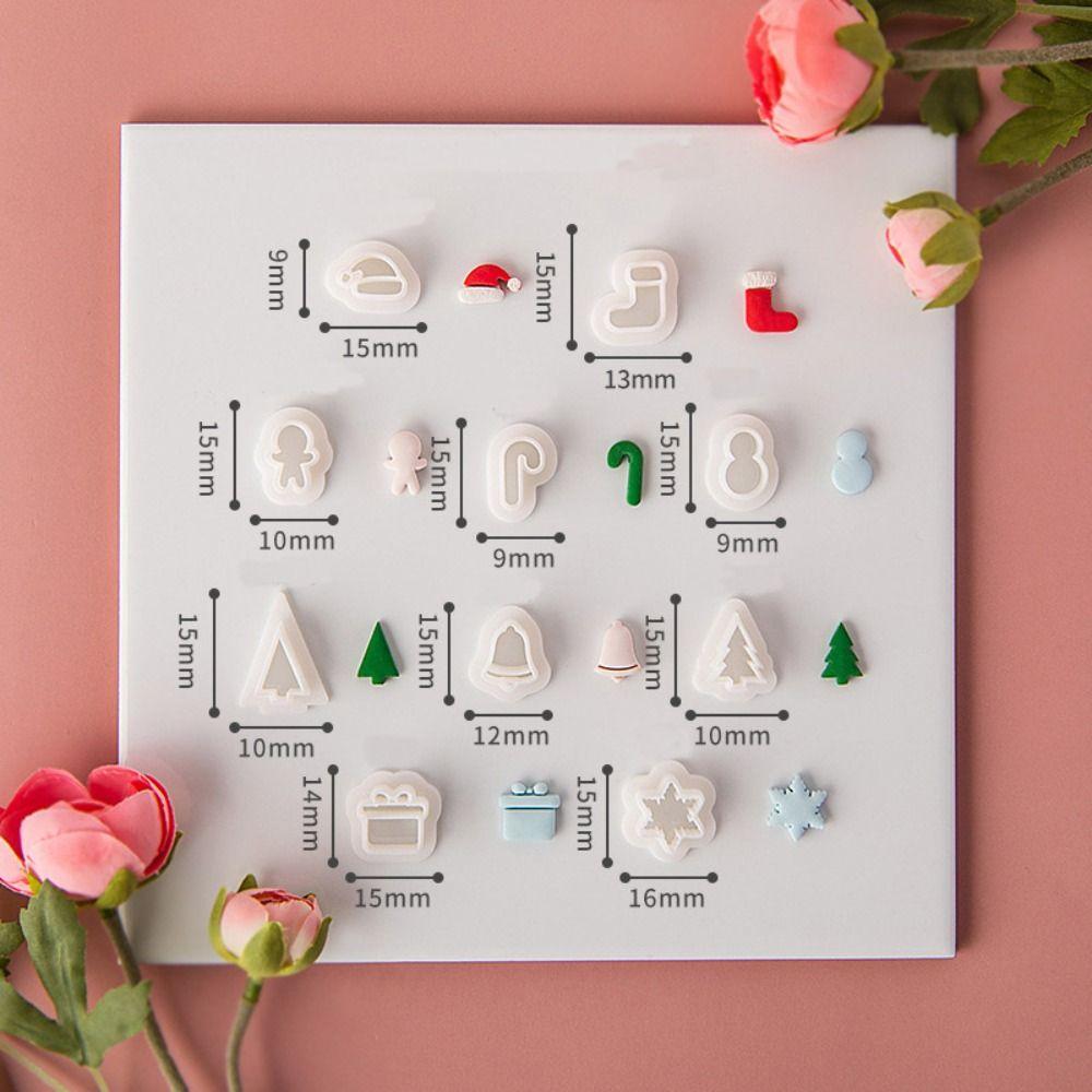 10 Stück Prägeform Weihnachten Polymer Clay Ausstecherform Weiche Keramik Handgemachter Schmuckherstellung Form Weihnachtsbaum Weihnachtsmütze