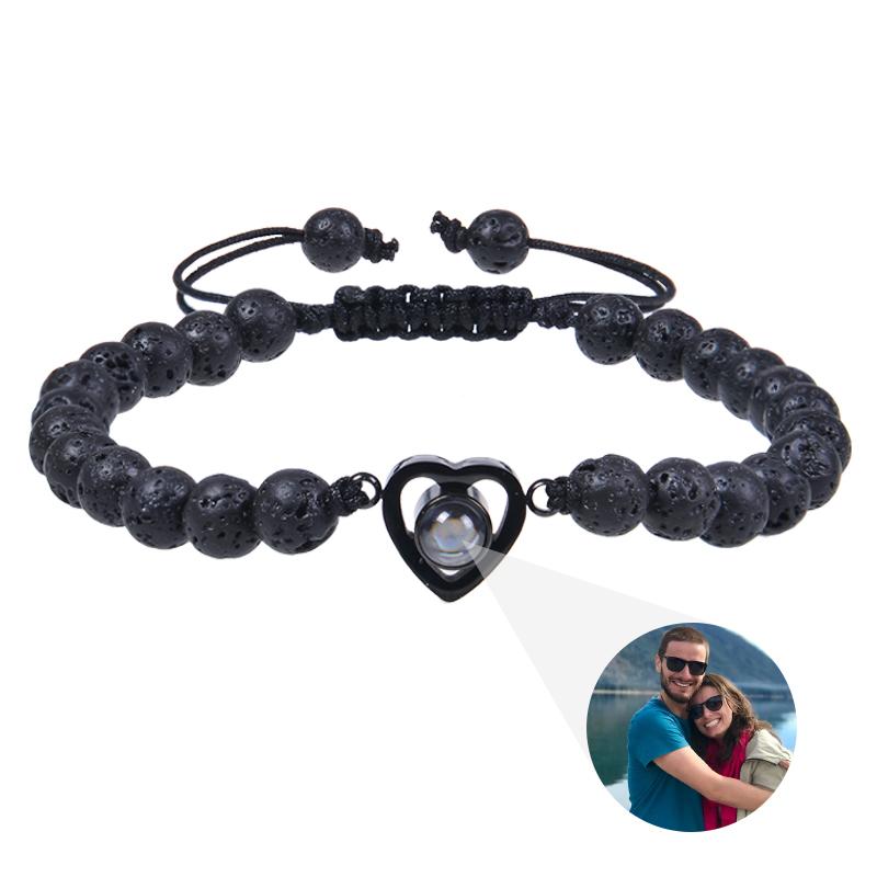 Personalisierte Foto-Armbänder Foto-Projektions-Armband Perlenarmbänder mit Bild darin 100 Sprachen Gedenkgeschenk