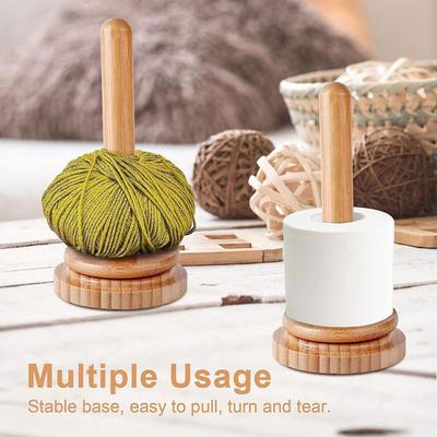 Bamboo Wood Yarn Ball Holder Rotatable Tension Block Portable Bobbin Winder Sewing Accessories