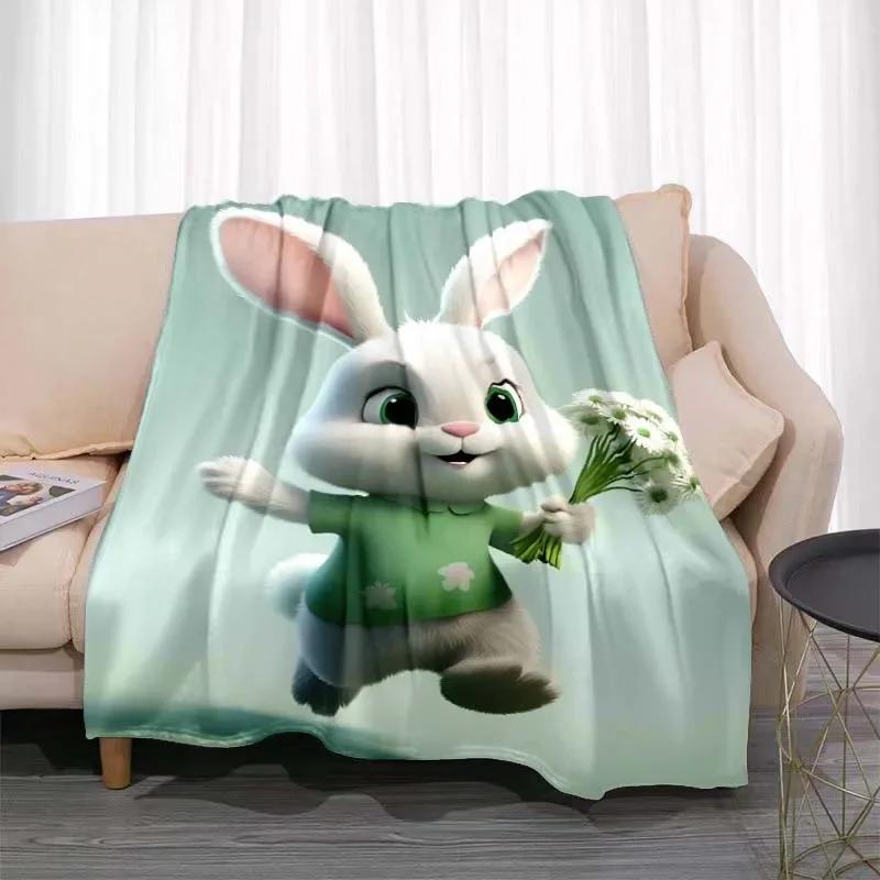 3D Cartoon rabbit pattern printed blanket for living room bedroom home decor children's room bed blanket picnic blankets Luxury